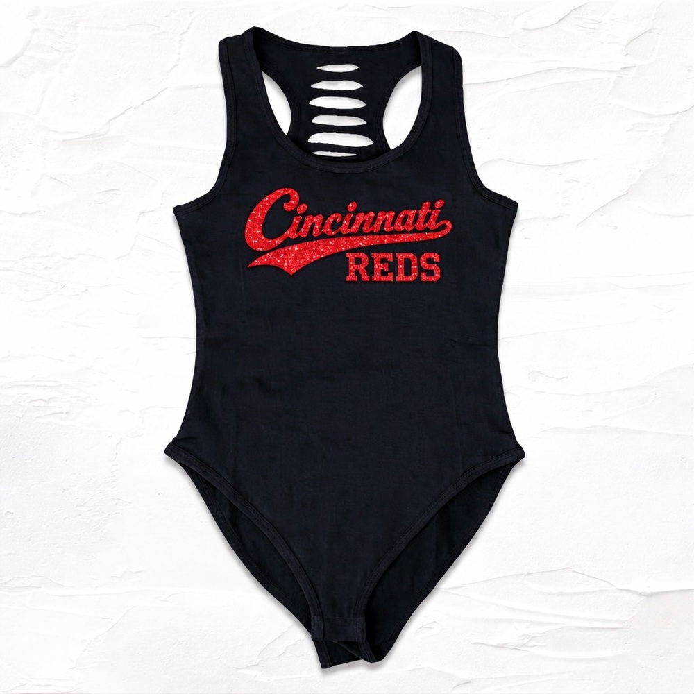 Red Glitter Baseball Team womens bodysuit, Red Team Gift, Baseball MOM